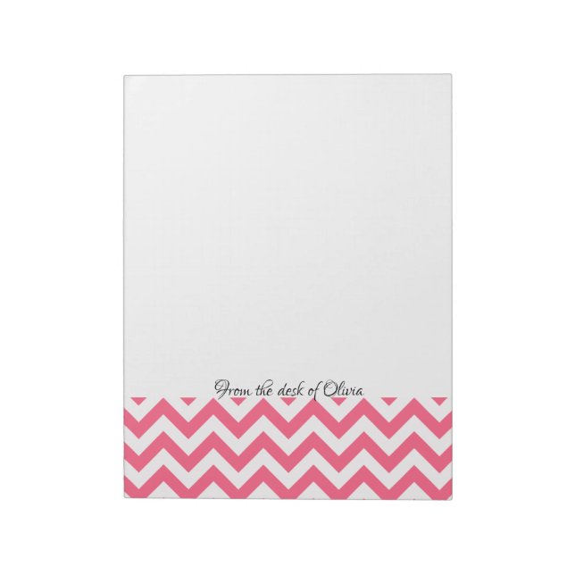 Bloc-notes personnalisé rose Chevron (Tourné)