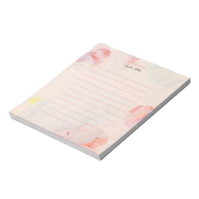 Bloc-notes personnalisé rose corail et floral (Tourné)