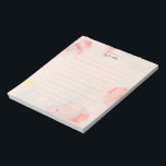 Bloc-notes personnalisé rose et corail<br><div class="desc">Ce bloc-notes personnalisé présente une belle peinture abstraite florale peinte à la main avec des couleurs roses corail et rousses. Customisez le texte avec votre nom et utilisez-le pour n'importe quelle occasion ou entreprise. D'autres produits correspondants sont disponibles dans ma boutique ByEunMee.</div>