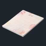 Bloc-notes personnalisé rose et corail<br><div class="desc">Ce bloc-notes personnalisé présente une belle peinture abstraite florale peinte à la main avec des couleurs roses corail et rousses. Customisez le texte avec votre nom et utilisez-le pour n'importe quelle occasion ou entreprise. D'autres produits correspondants sont disponibles dans ma boutique ByEunMee.</div>