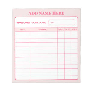 Bloc-notes personnalisé rose pour le planning quot