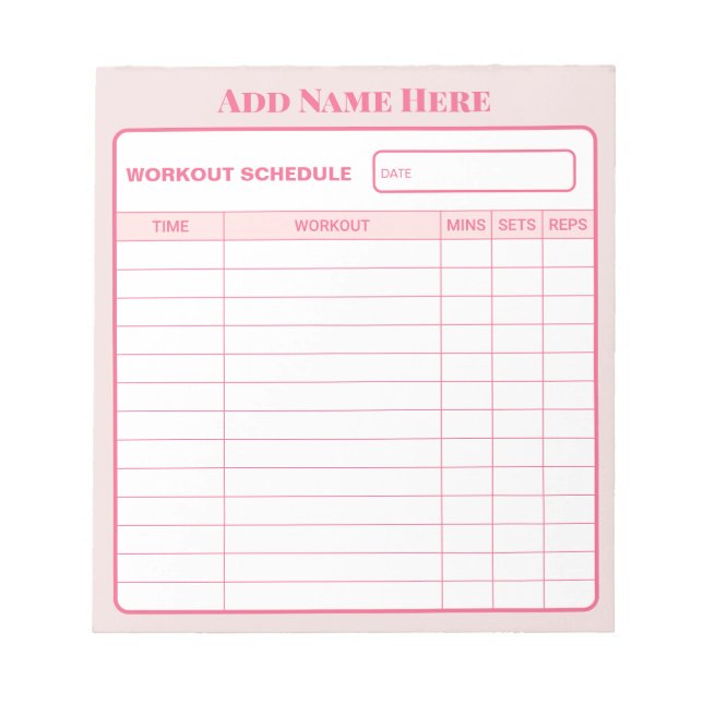 Bloc-notes personnalisé rose pour le planning quot (Devant)