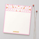 Bloc-notes personnalisé rose rétro<br><div class="desc">Belle bordure de style rétro à la feuille en ivoire blanc et en terre cuite et rose. Customisez facilement votre nom</div>