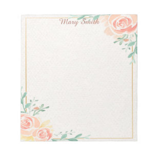 Bloc-notes personnalisé roses roses