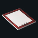 Bloc-notes personnalisé rouge et noir<br><div class="desc">Un bloc-notes avec un design plaid rouge et noir inspiré par les flanelles. Personnalisez avec votre nom.</div>