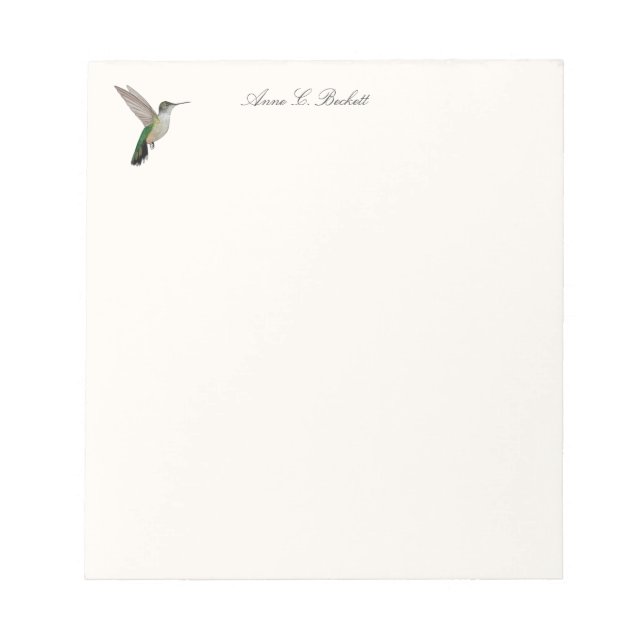 Bloc-notes personnalisé sur le Colibri d'Anna (Devant)