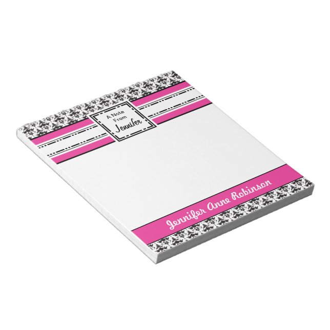 Bloc-notes personnalisé tendance rose et noir (Incliné)
