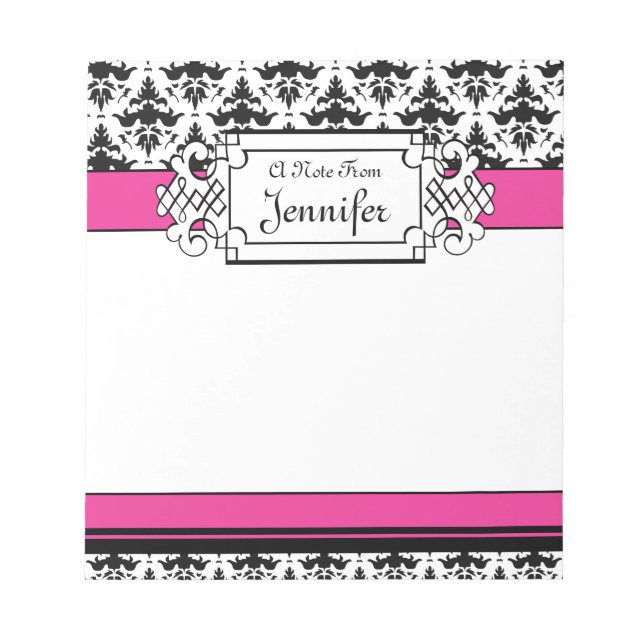 Bloc-notes personnalisé tendance rose et noir (Devant)