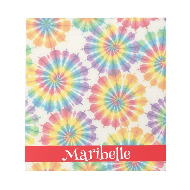 Bloc-notes personnalisé tie dye arc-en-ciel psyché (Devant)