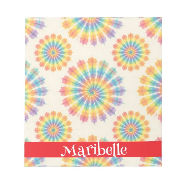 Bloc-notes personnalisé tie dye arc-en-ciel psyché (Devant)