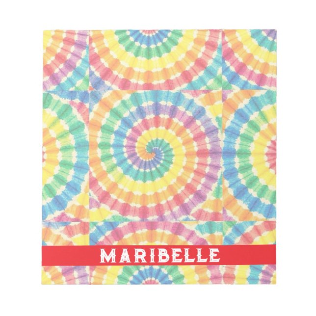 Bloc-notes personnalisé tie dye arc-en-ciel psyché (Devant)