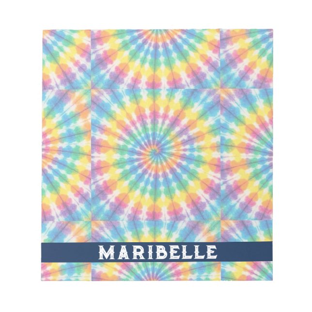 Bloc-notes personnalisé tie dye arc-en-ciel psyché (Devant)