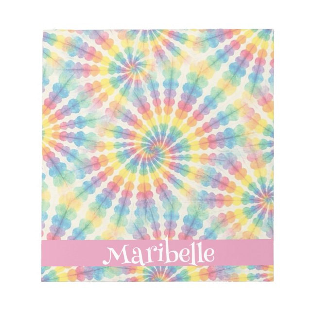 Bloc-notes personnalisé tie dye arc-en-ciel psyché (Devant)