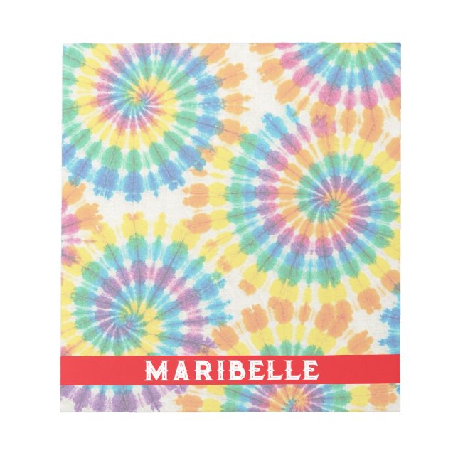 Bloc-notes personnalisé tie dye arc-en-ciel psyché (Devant)