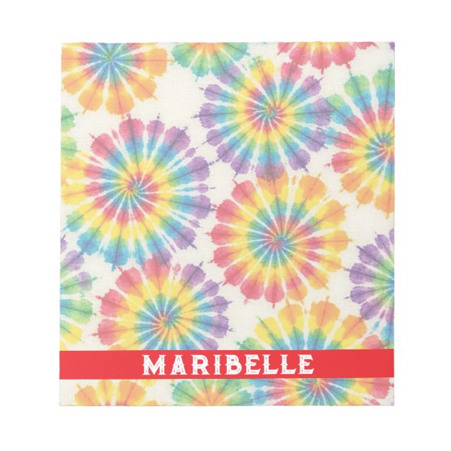 Bloc-notes personnalisé tie dye arc-en-ciel psyché (Devant)