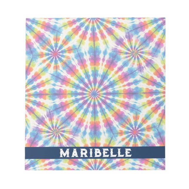 Bloc-notes personnalisé tie dye arc-en-ciel psyché (Devant)