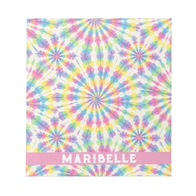 Bloc-notes personnalisé tie dye arc-en-ciel psyché (Devant)