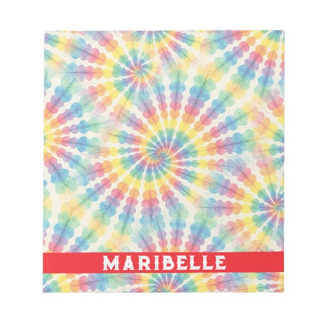 Bloc-notes personnalisé tie dye arc-en-ciel psyché (Devant)