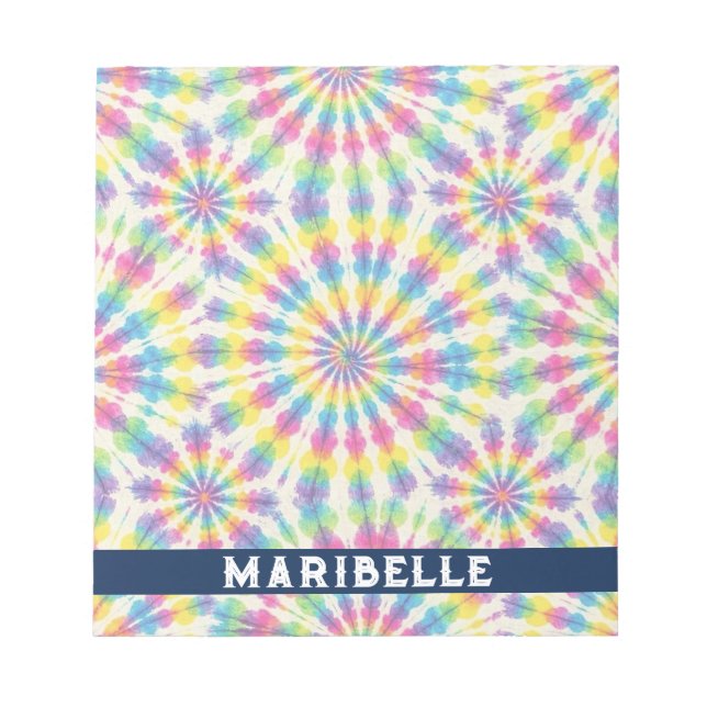 Bloc-notes personnalisé tie dye arc-en-ciel psyché (Devant)