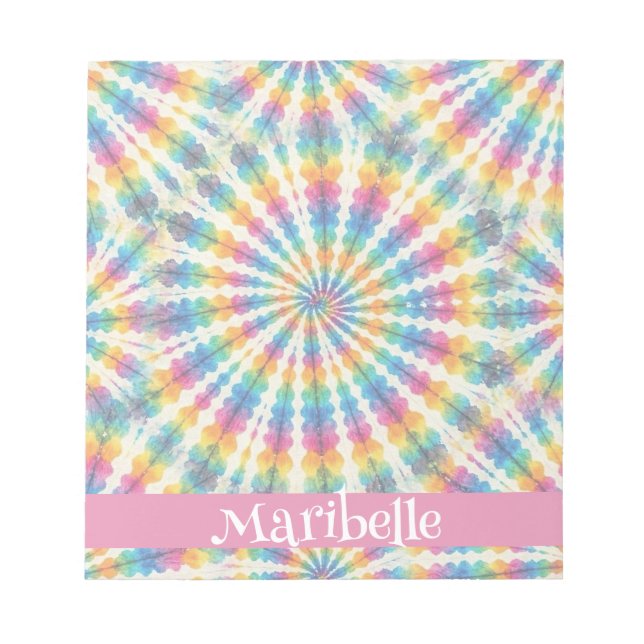 Bloc-notes personnalisé tie dye arc-en-ciel psyché (Devant)