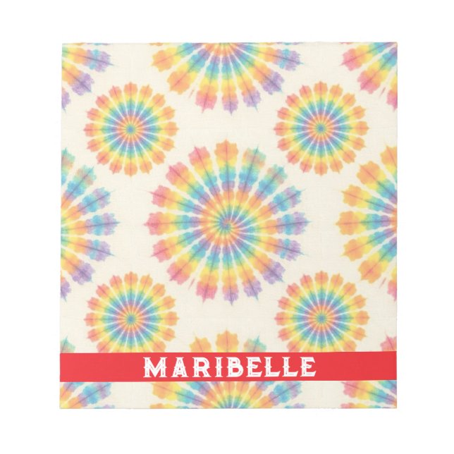 Bloc-notes personnalisé tie dye arc-en-ciel psyché (Devant)