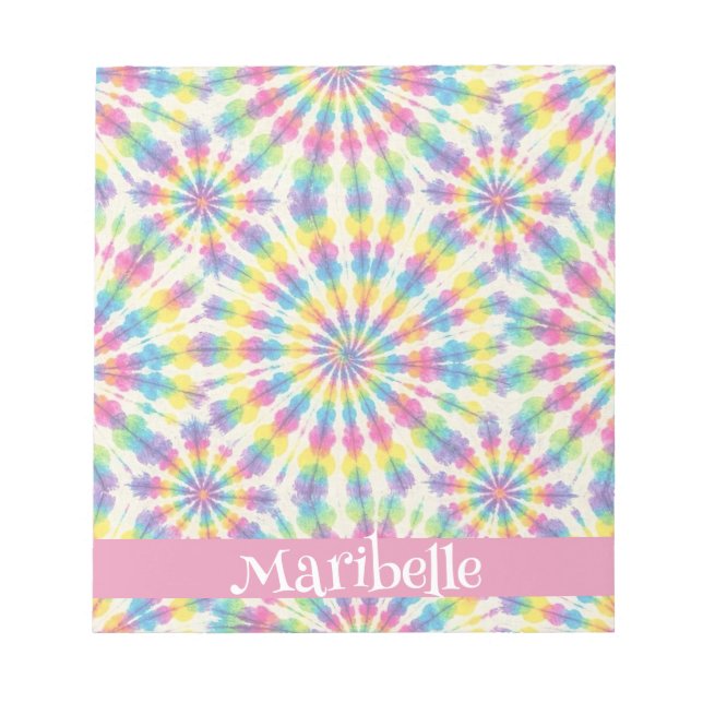 Bloc-notes personnalisé tie dye arc-en-ciel psyché (Devant)