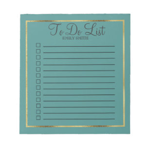 Bloc-notes personnalisé Turquoise et Gold à faire