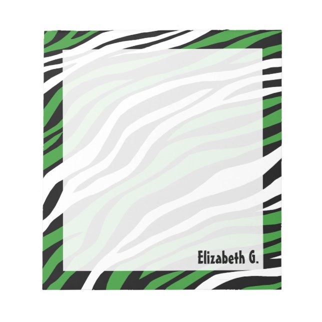 Bloc-notes personnalisé Zebra Print Green (Devant)
