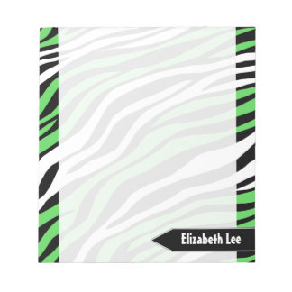 Bloc-notes personnalisé Zebra Print Lime Green Mix