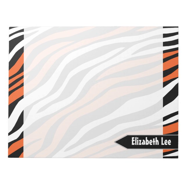 Bloc-notes personnalisé Zebra Print Orange Mix (Devant)