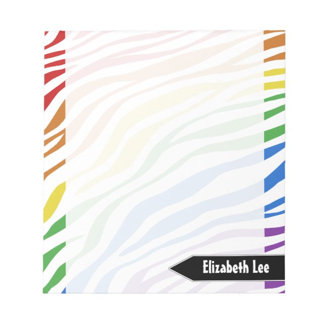 Bloc-notes personnalisé Zebra Print Rainbow Mix (Devant)