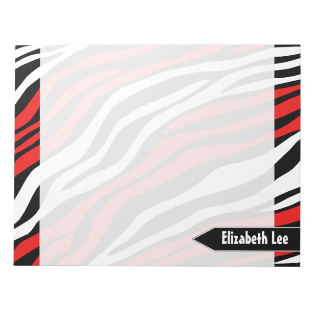 Bloc-notes personnalisé Zebra Print Red Mix (Devant)