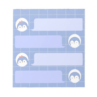 Bloc-notes Pingouin Bleu Mignon | Grille Minimalis