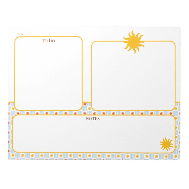 Bloc-notes planificateur à accents soleil dorés (Devant)