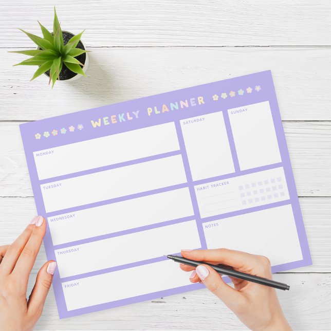 Bloc-notes planificateur hebdomadaire violet avec  (Créateur téléchargé)