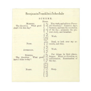 Bloc-notes Planning de Benjamin Franklin