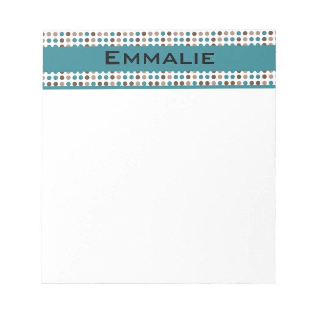 Bloc-notes Polka Turquoise et Brown personnalisé (Devant)