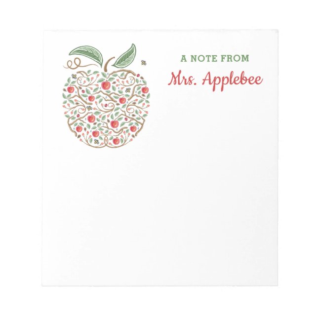 Bloc-notes pomme pour enseignant Graines de connai (Devant)