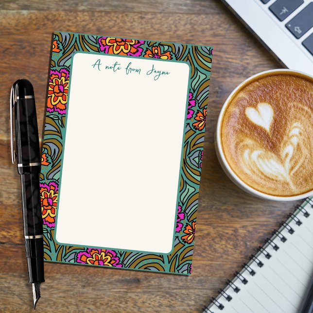 Bloc-notes Post-It grande bordure d'art floral (Créateur téléchargé)
