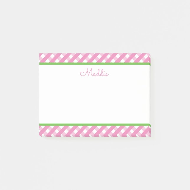 Bloc-notes Post-it personnalisé En vichy mignon (Devant)