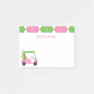 Bloc-notes Post-it personnalisé Pink & Green Golf