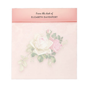 Bloc-notes pour bouquet rose et blanc