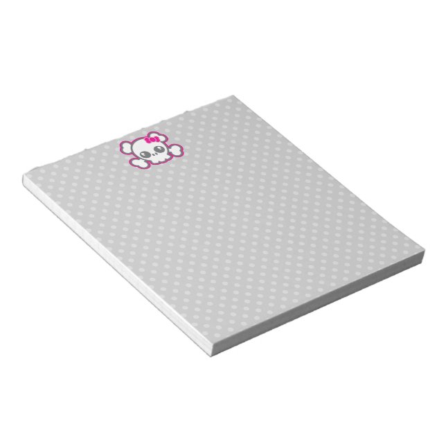 Bloc-notes pour crâne rose Kawaii (Incliné)