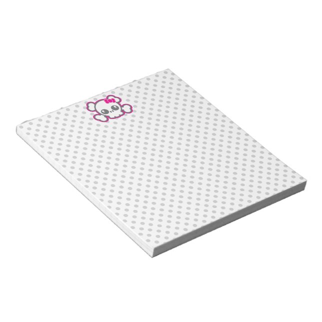 Bloc-notes pour crâne rose Kawaii (Incliné)