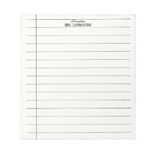 Bloc-notes pour enseignant à lignes simples