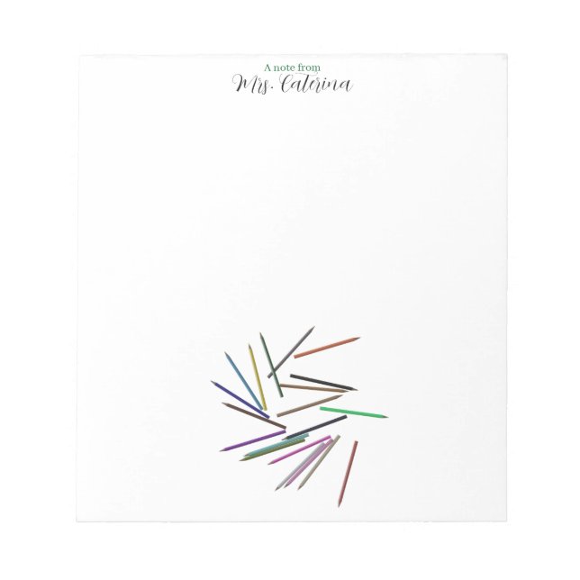 Bloc-notes pour enseignant aux crayons de couleur  (Devant)