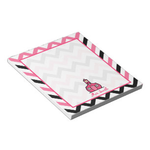 Bloc-notes pour enseignant rose et noir Zigzag