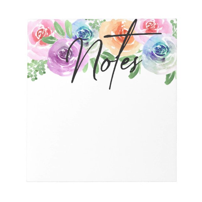 Bloc-notes pour fleurs florales aquarelle (Devant)