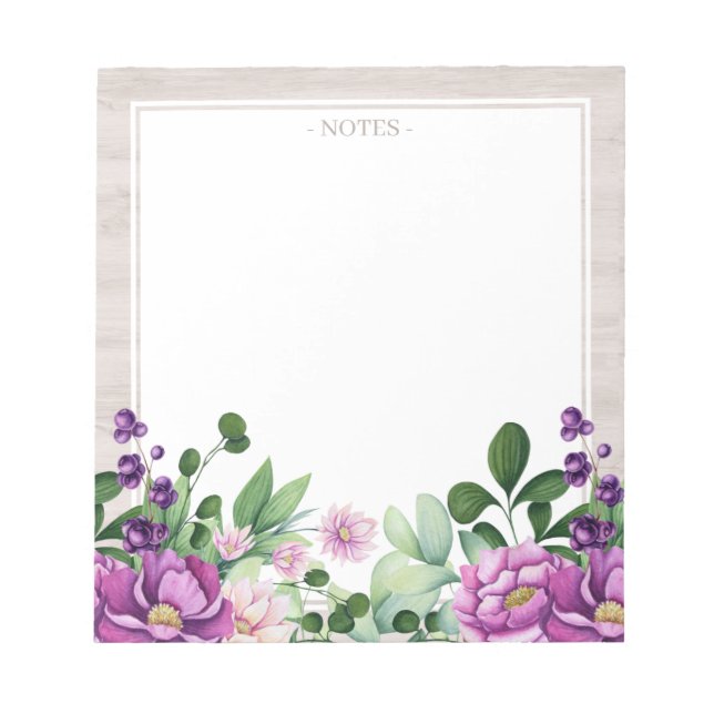 Bloc-notes pour illustrations florales violettes l (Devant)