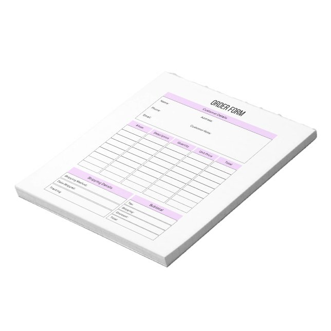Bloc-notes pour le planificateur de formulaires po (Tourné)